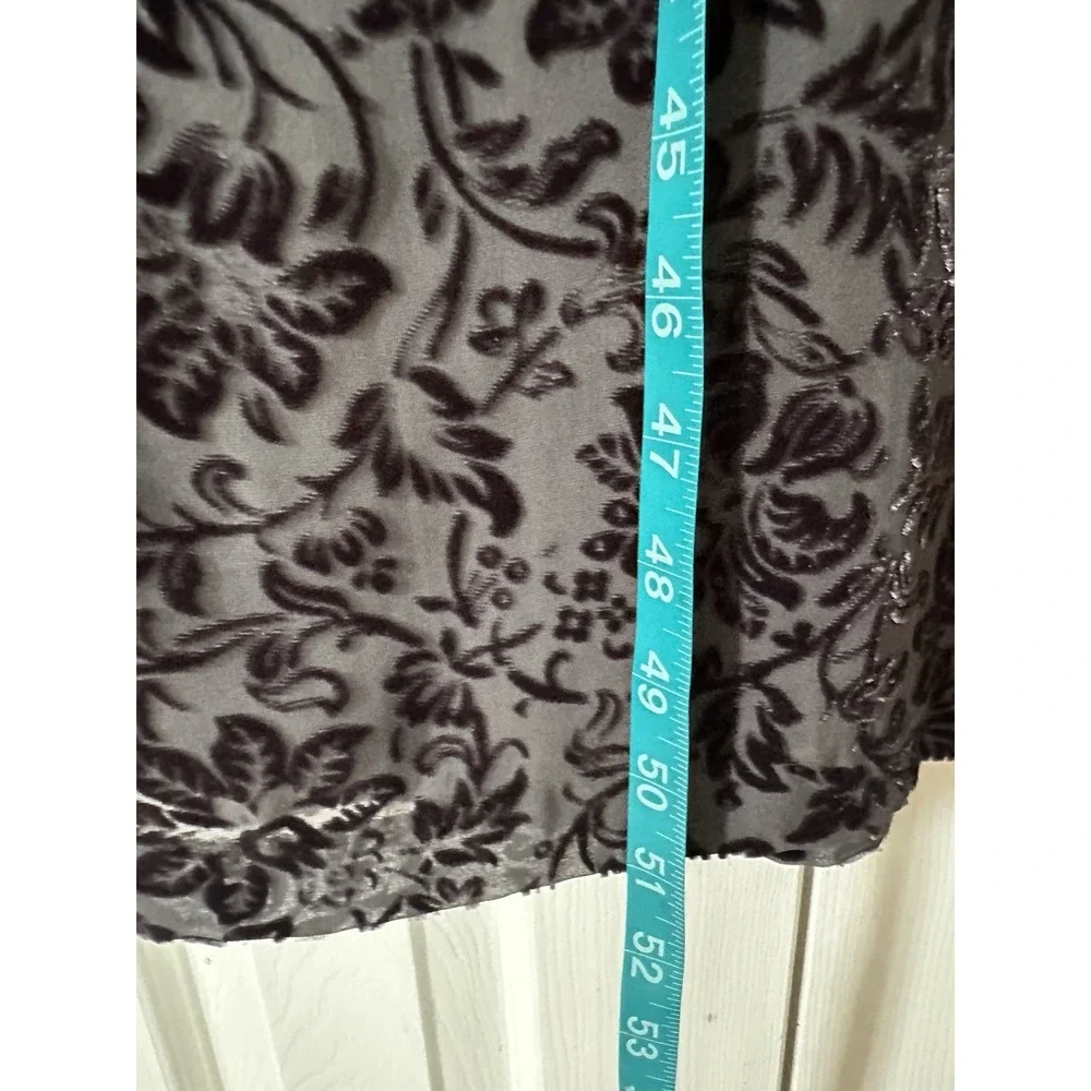 VTG Laura Ashley Dress Women 4 Gray Floral Velvet Burnout Maxi Y2K Silk